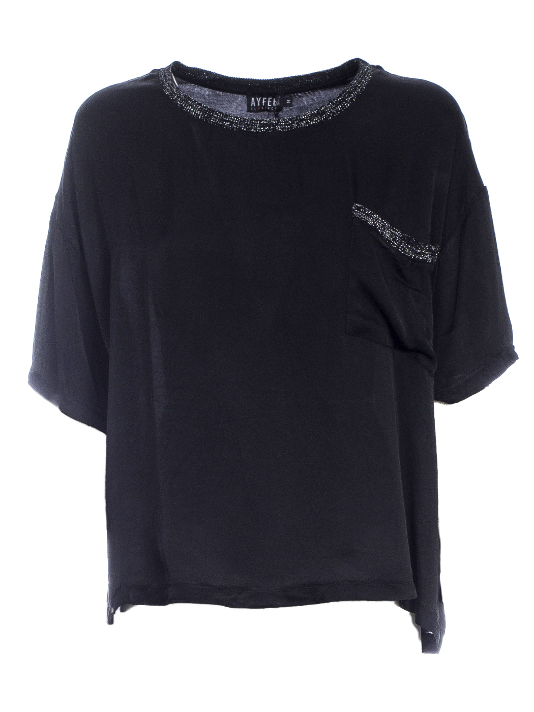 BLUSA CON TASCHINA LUREX, 4TG - BLACK